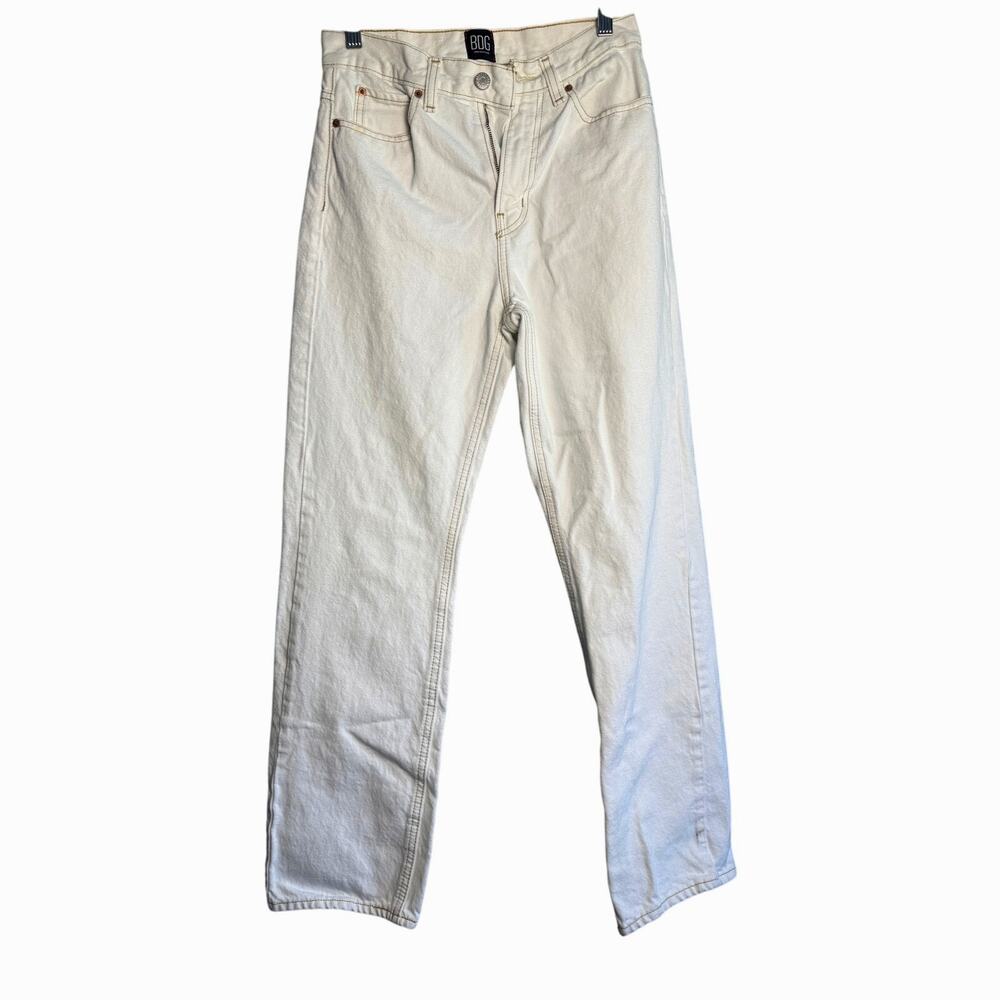 BDG Cowboy Jeans White Cream Tan Stitching Size 26